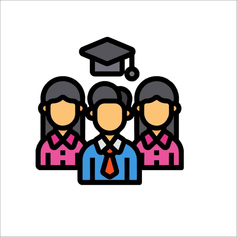A group of people with graduation caps on their heads vector
