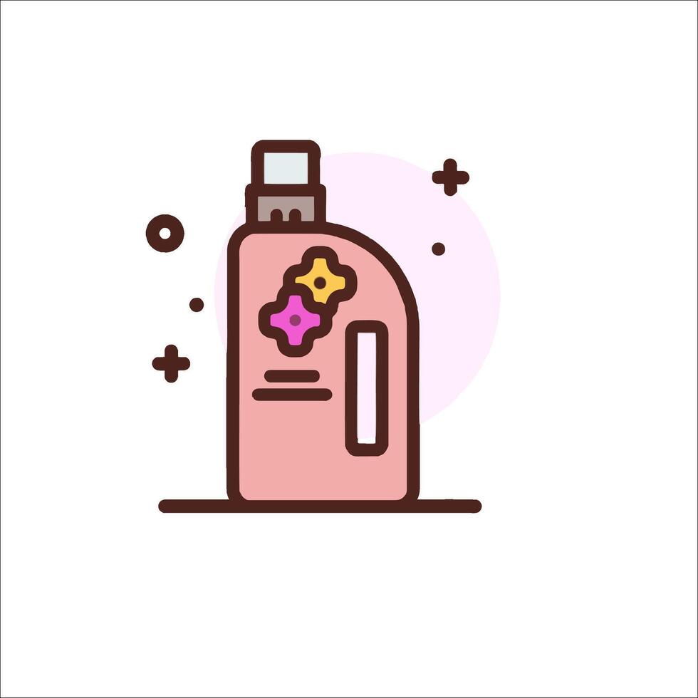 A pink bottle of liquid with flowers on it vector