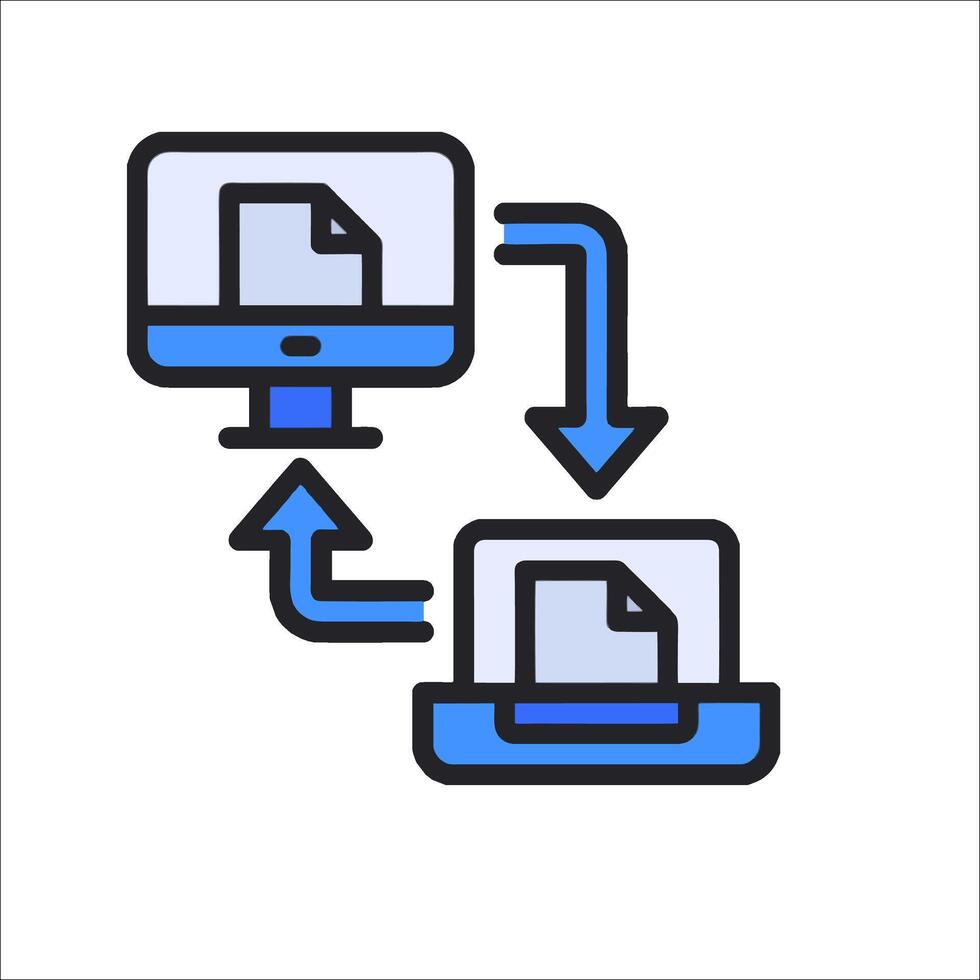 un computadora con un impresora conectado a eso vector