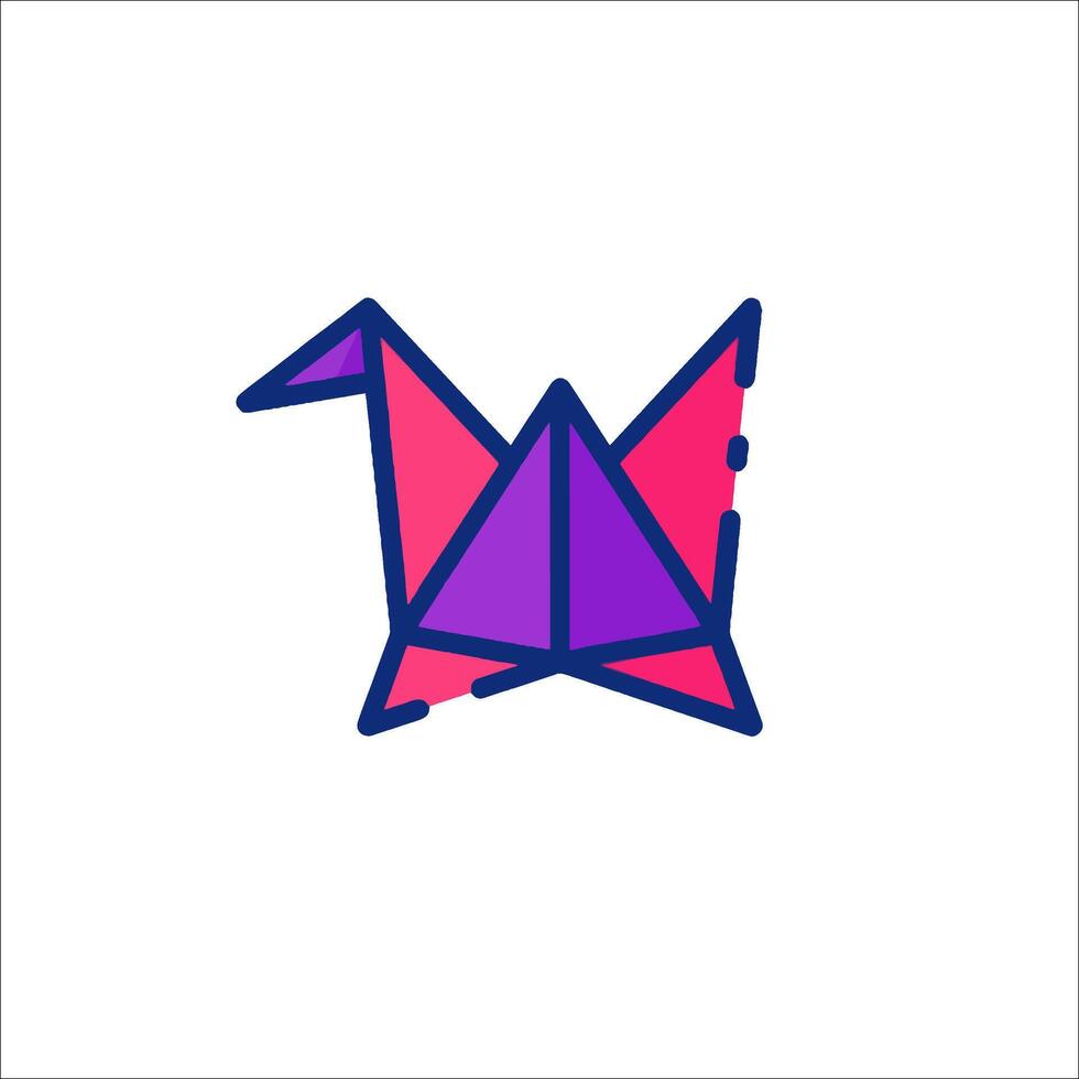 A purple and pink origami bird on a white background vector