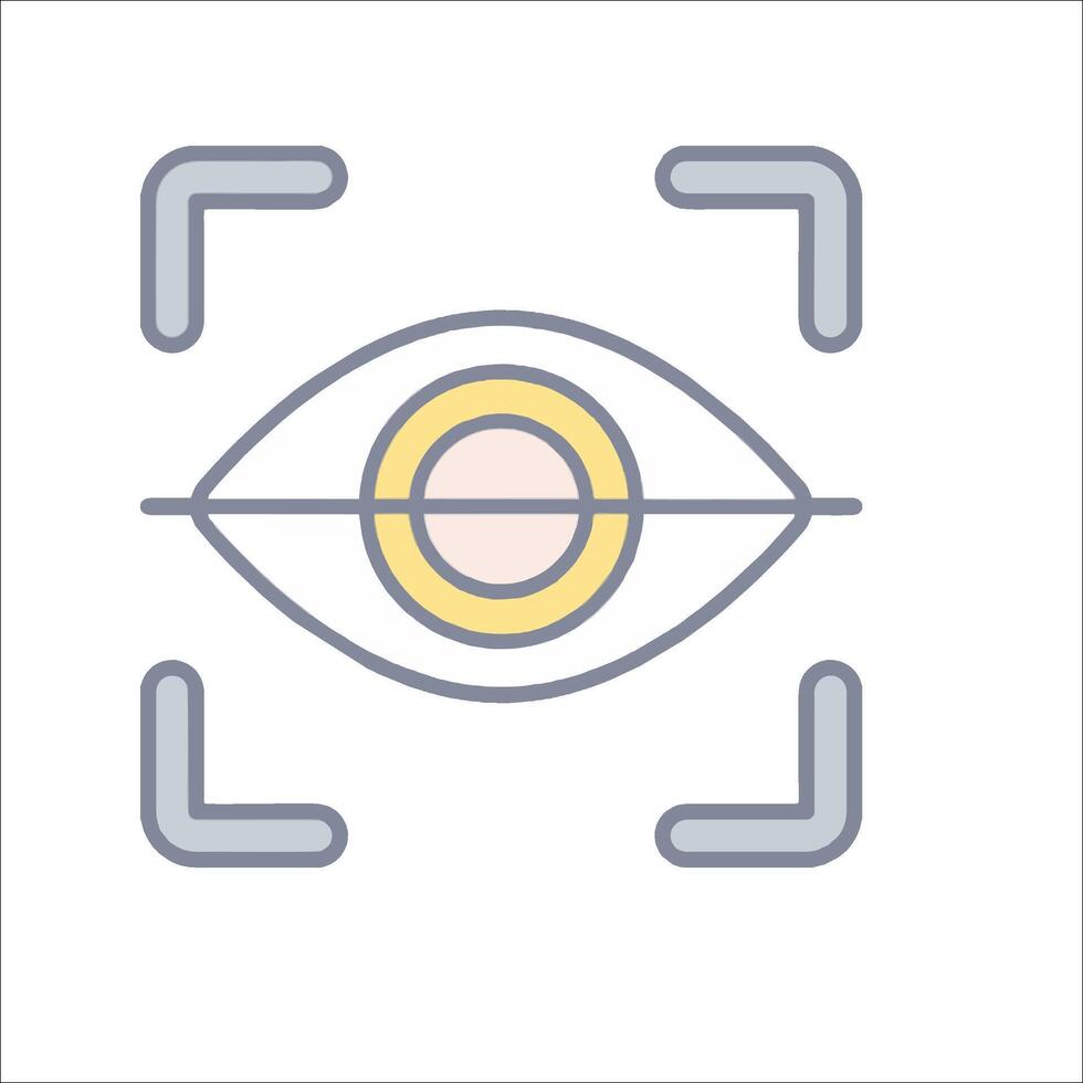 An eye icon with a yellow circle in the center vector