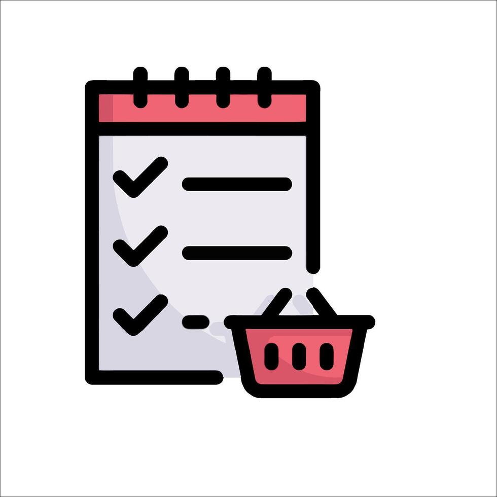 A checklist with a shopping basket and a pen vector