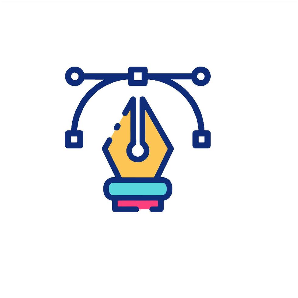 A pen and a pencil icon with a line connecting them vector
