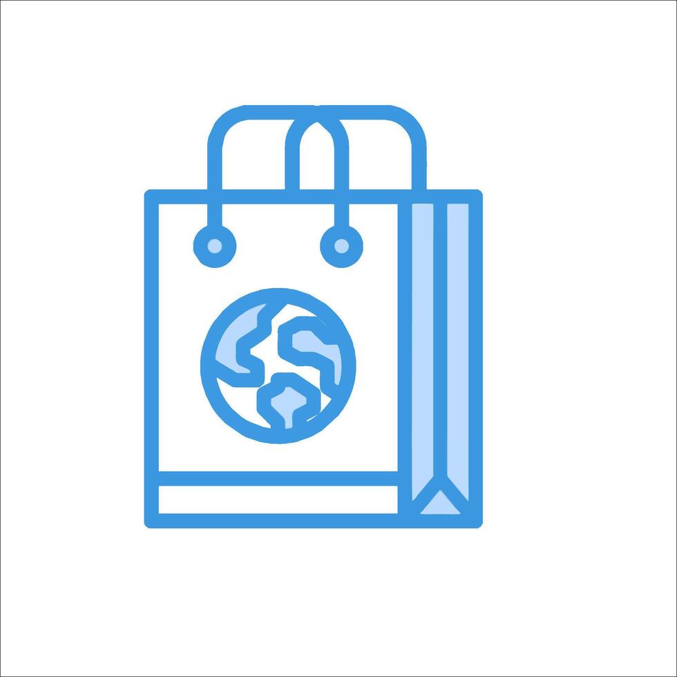 Shopping bag icon with globe inside vector
