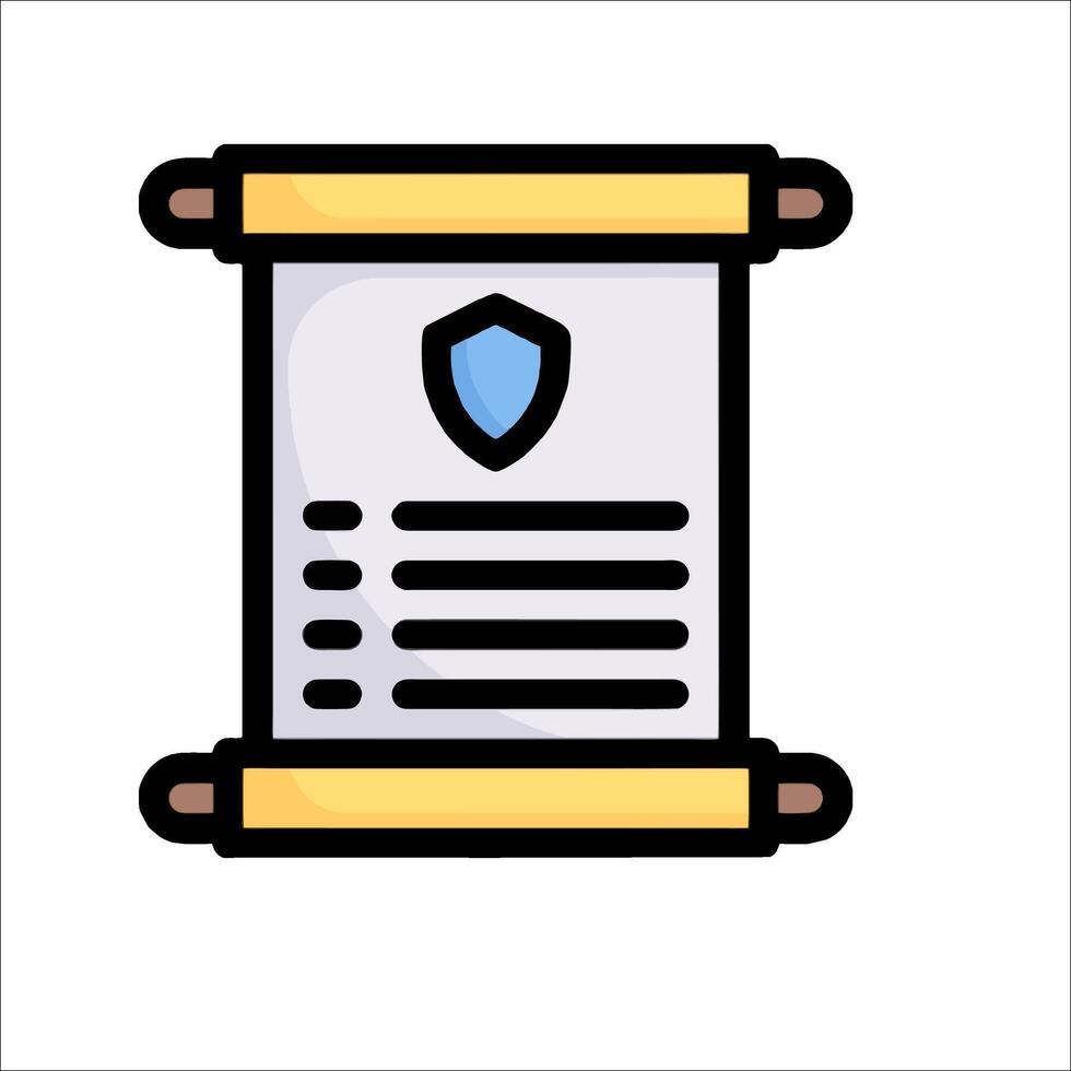 A scroll with a shield on it vector