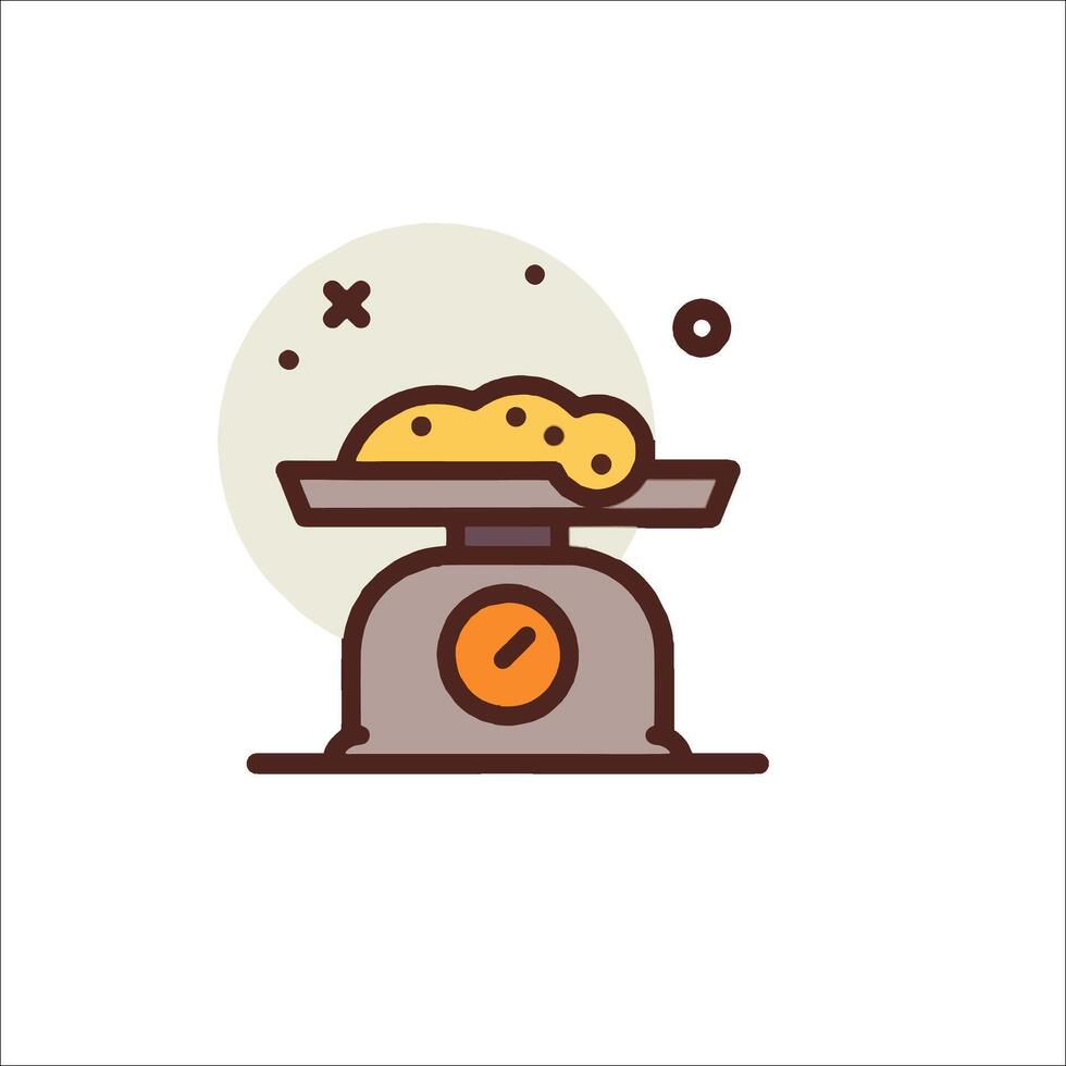 A scale with a bowl of food on it vector