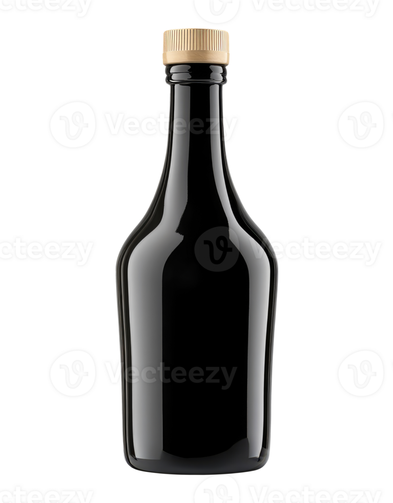 Black bottle for wine or oil isolated on transparent background png