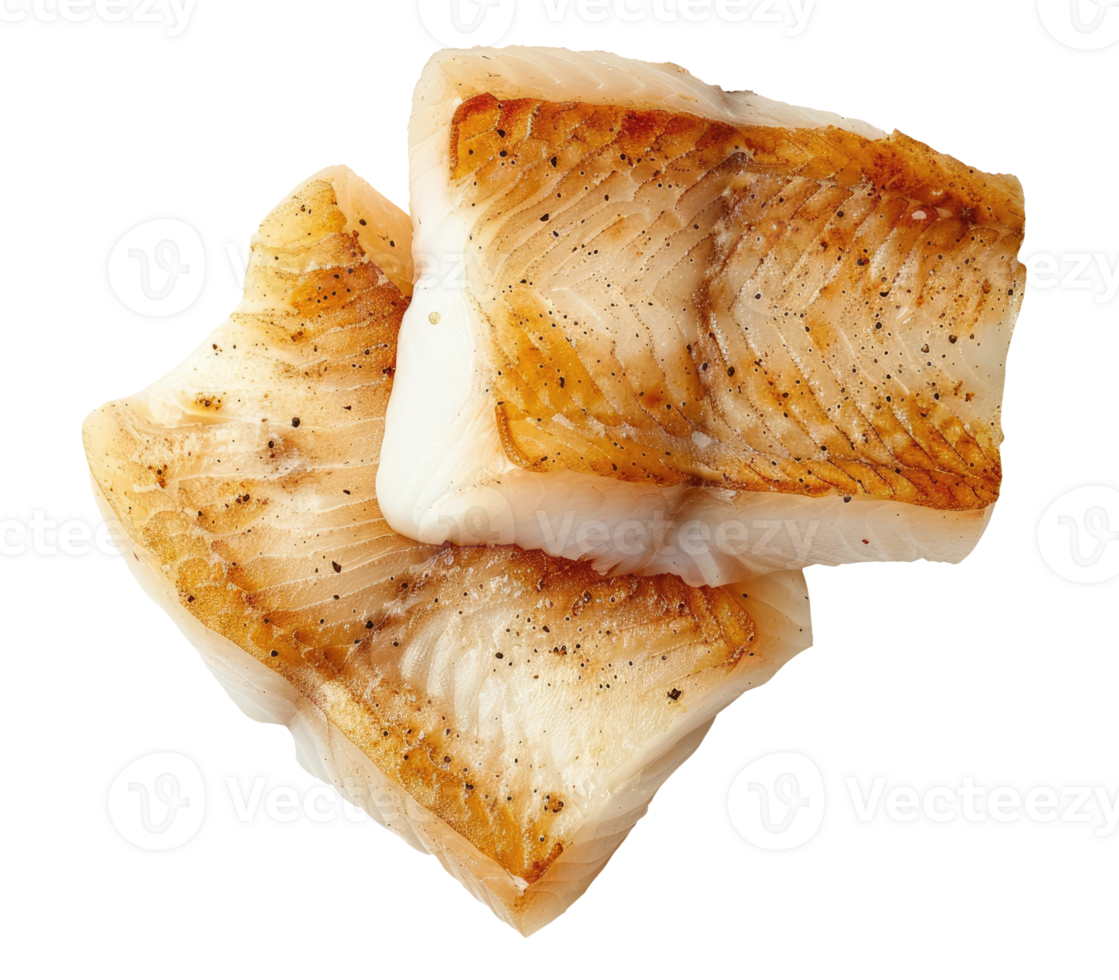 Pieces of fried fish isolated on transparent background png