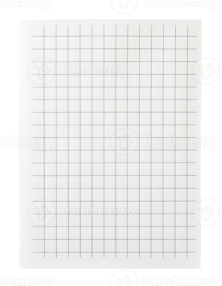 Blank checkered paper sheet isolated on transparent background png