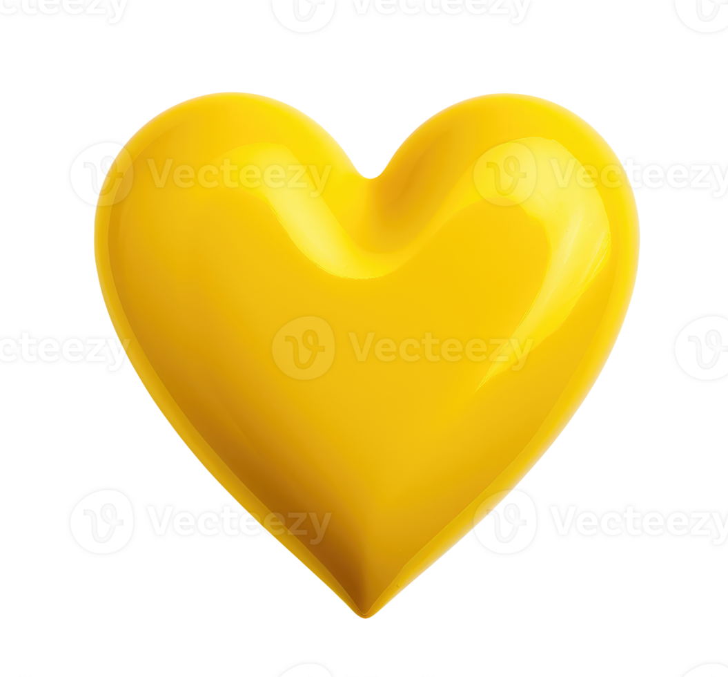 Glossy yellow heart isolated on transparent background png