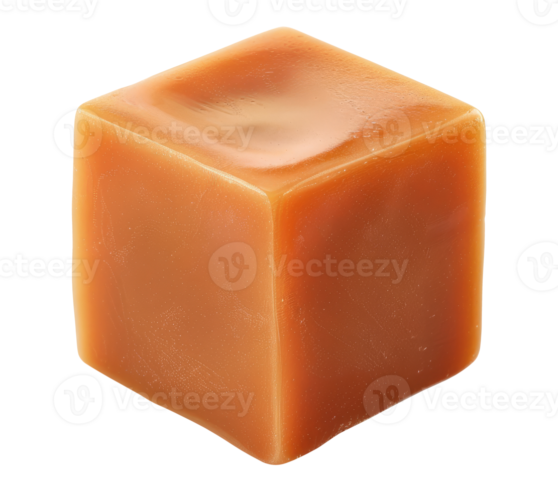 Caramel cube isolated on transparent background png