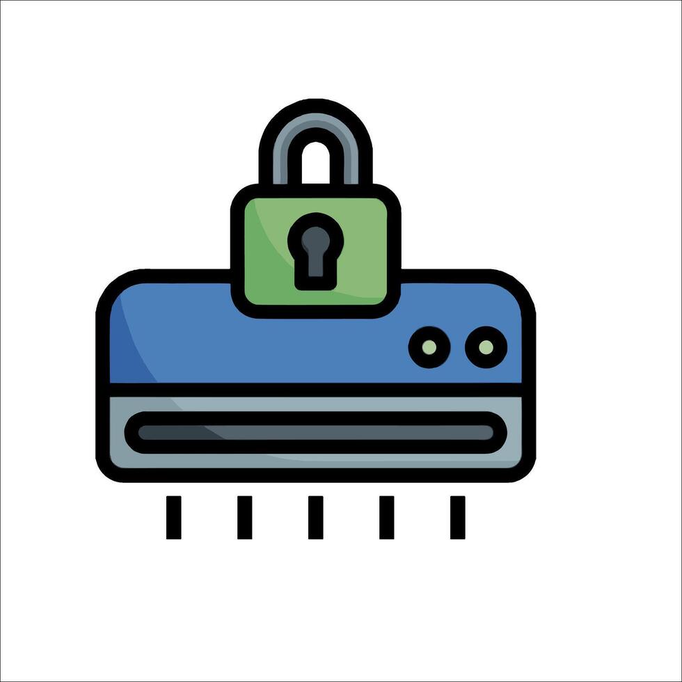 A computer with a padlock on it vector