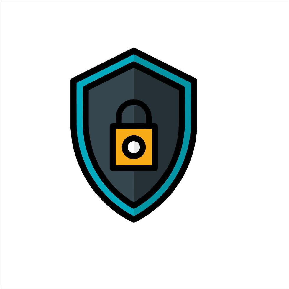 A shield with a lock on it vector