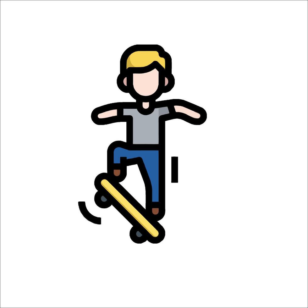 A man riding a skateboard in a line drawing vector