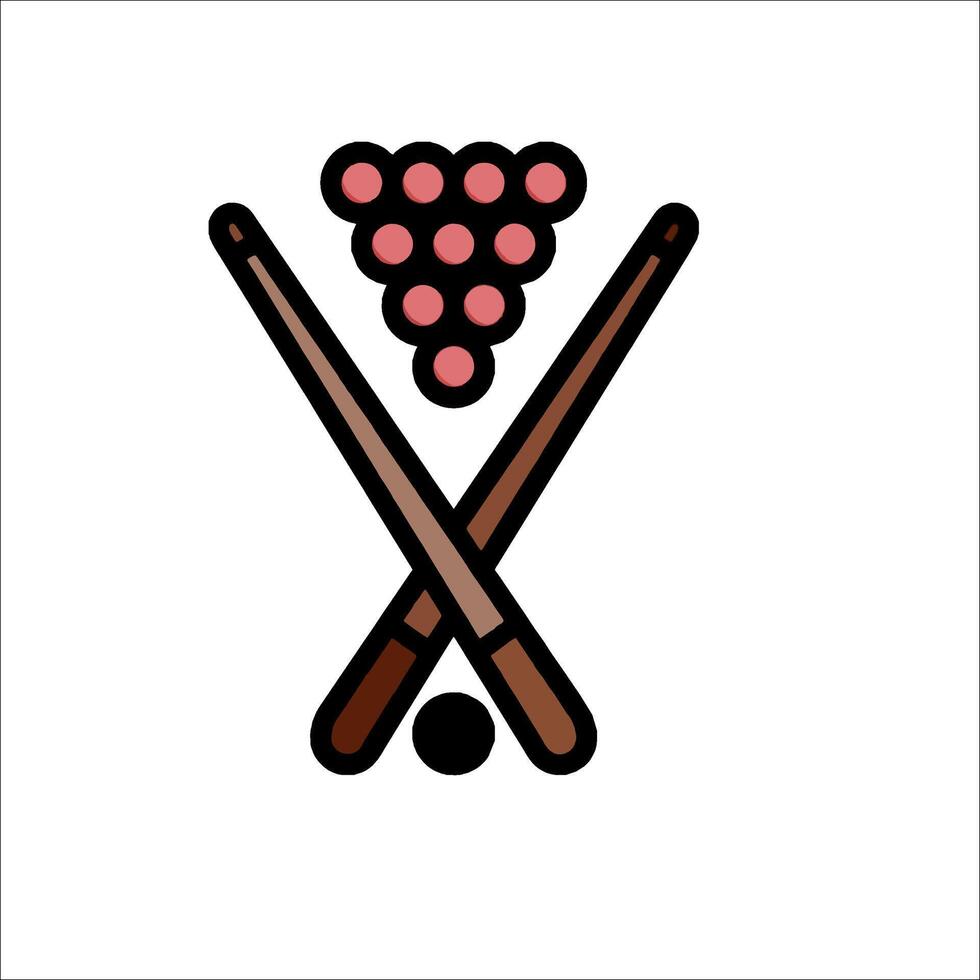 Two crossed pool cues with balls on top of them vector