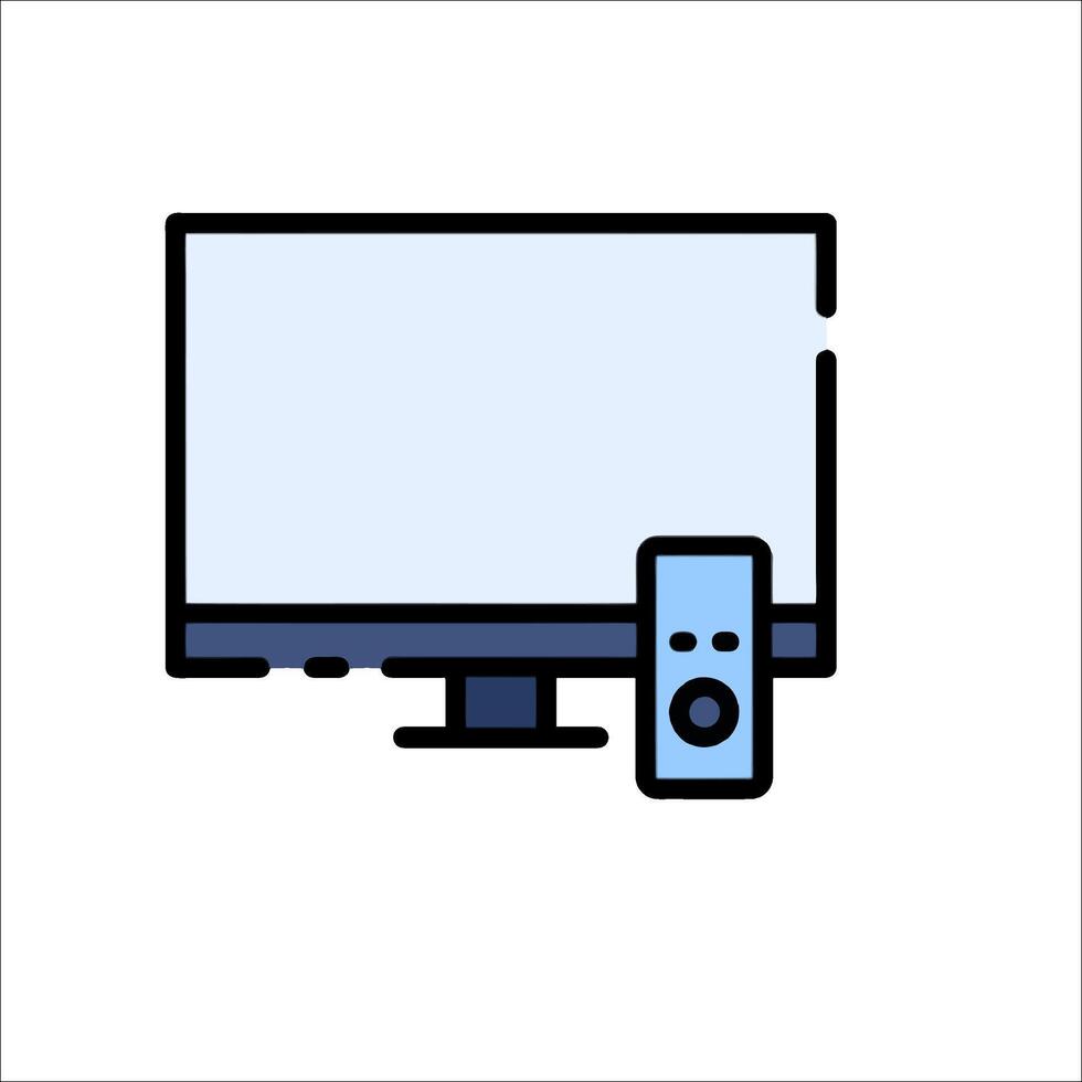 A computer monitor and remote control icon vector