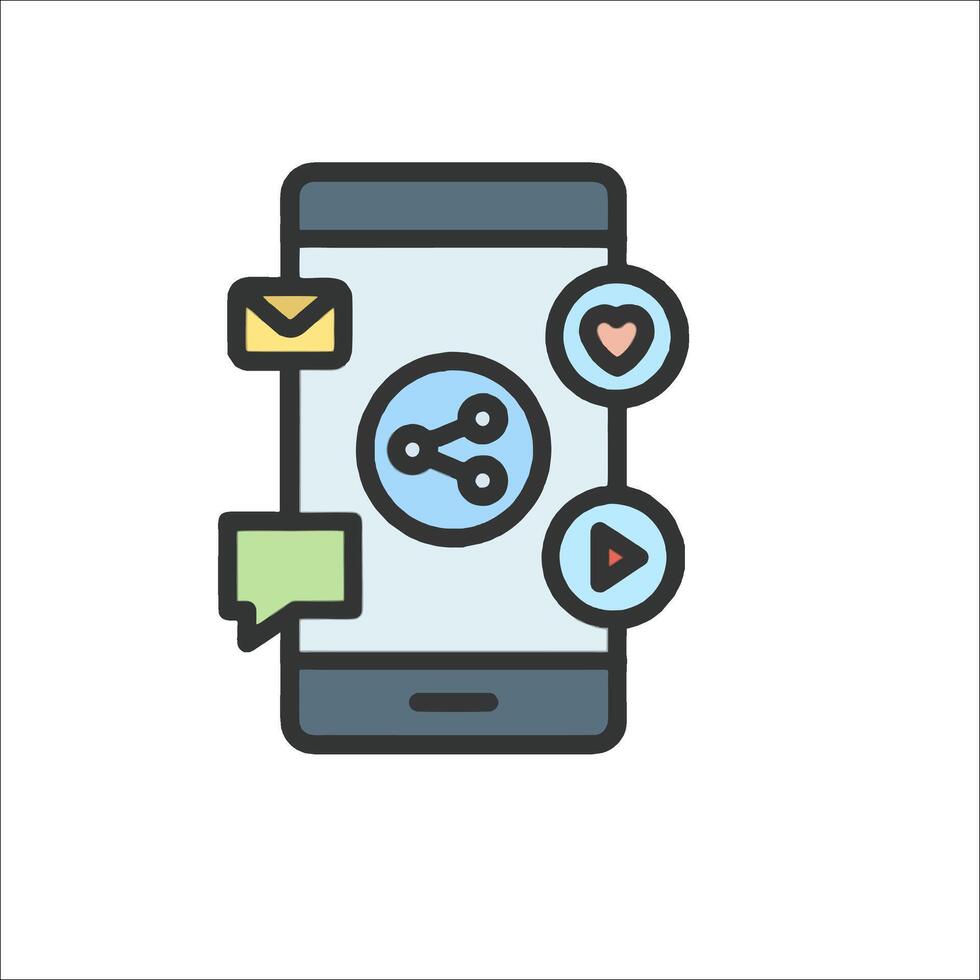 A smartphone with a social network icon vector