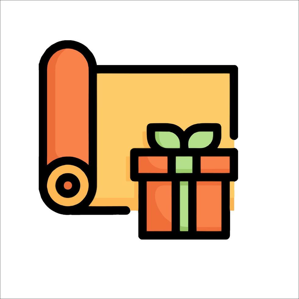 A gift box and a roll of paper with a gift inside vector
