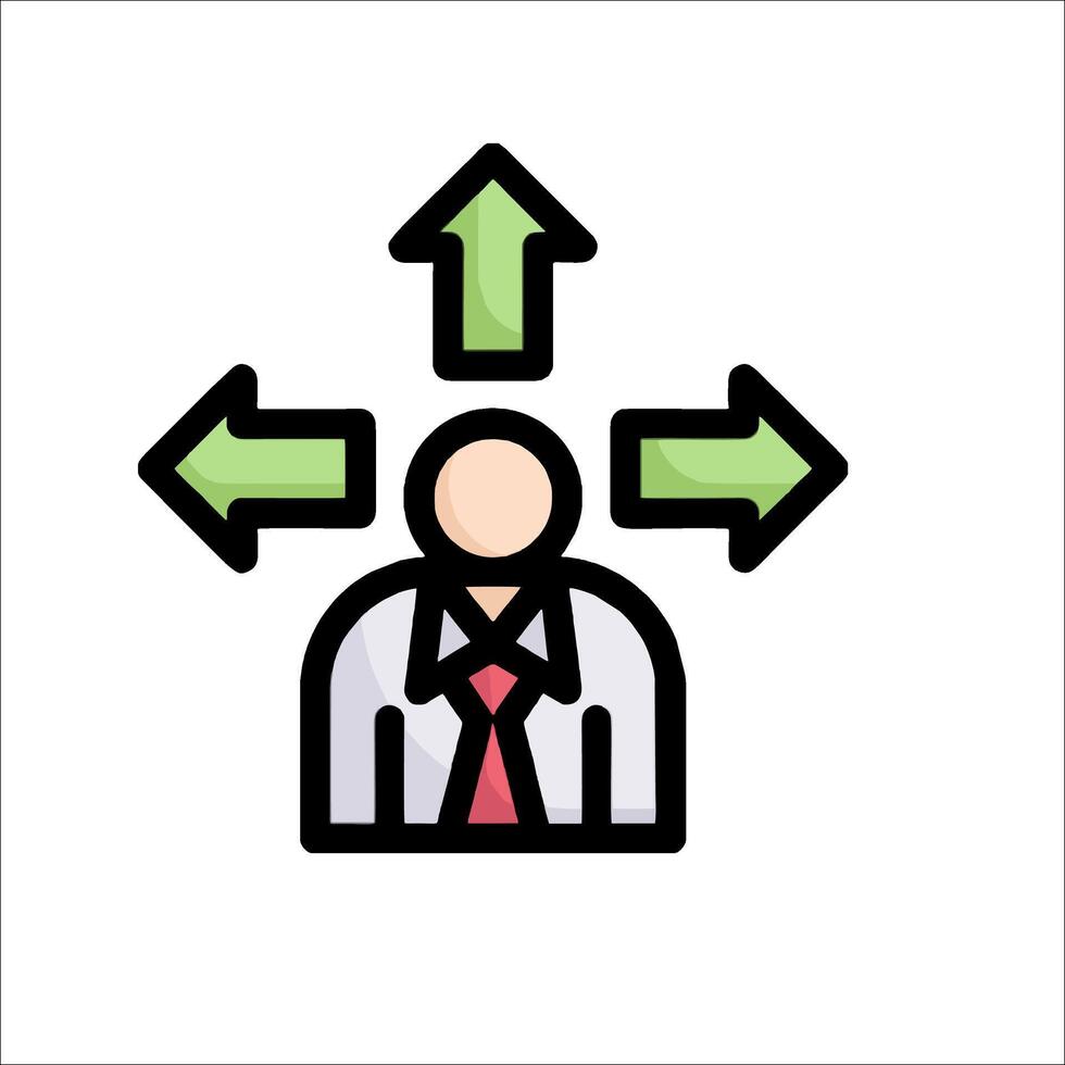 Businessman with arrows pointing to different directions vector