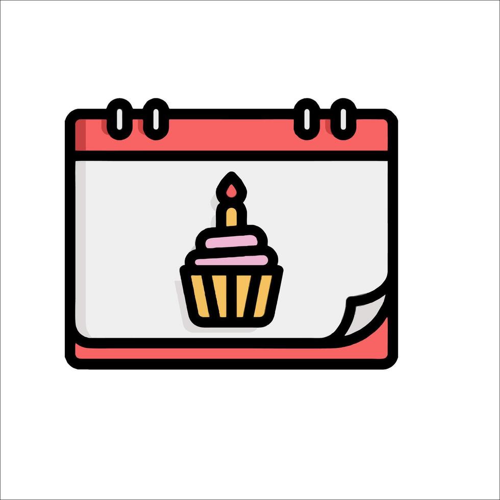 Calendar icon with a cupcake on it vector
