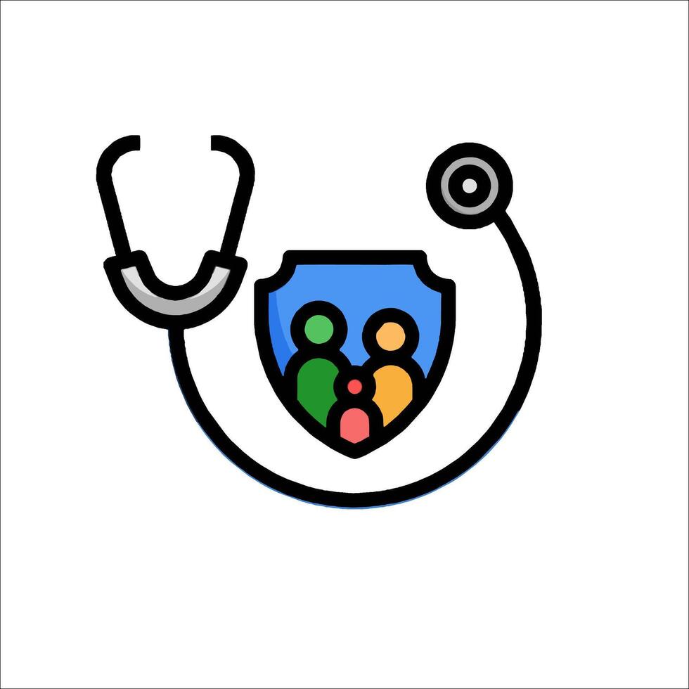A stethoscope with a shield and people inside vector