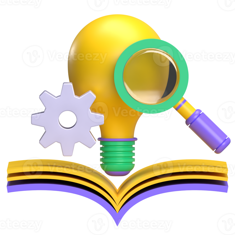 Book with Light Bulb 3D Icon png