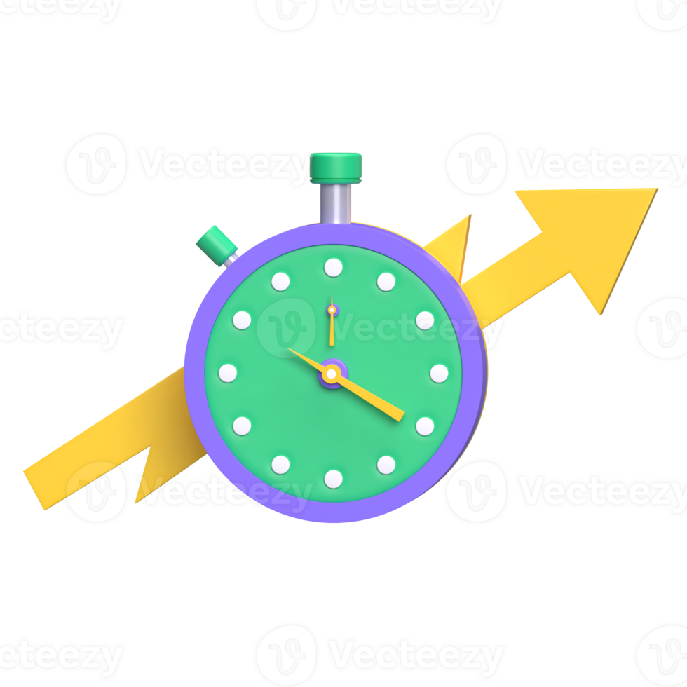 Stopwatch and Arrow 3D Icon png