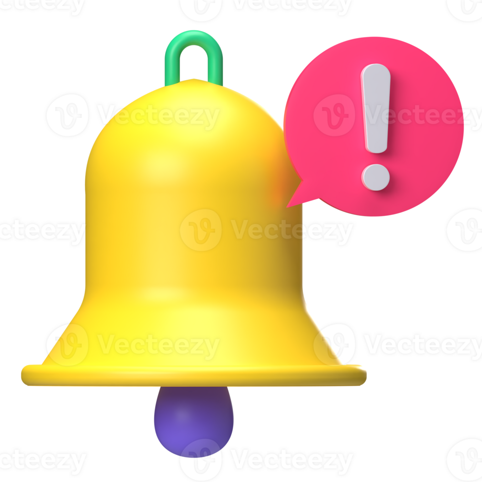 Bell with Exclamation 3D Icon png