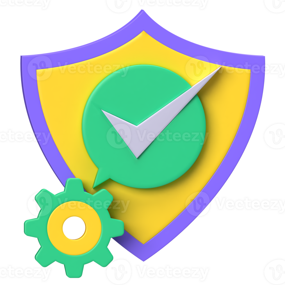 Shield with Checkmark 3D Icon png