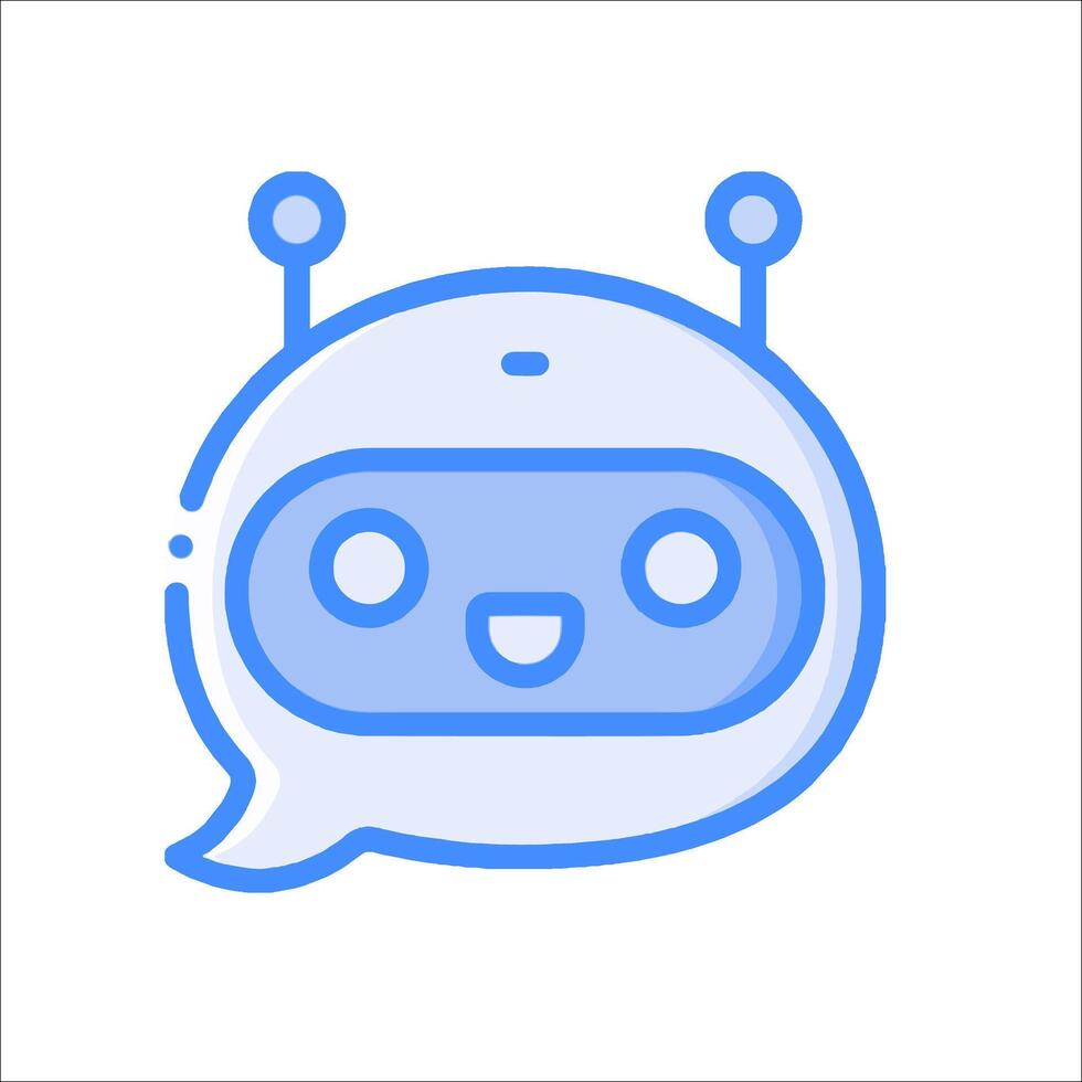 A robot with a speech bubble and a smiley face vector