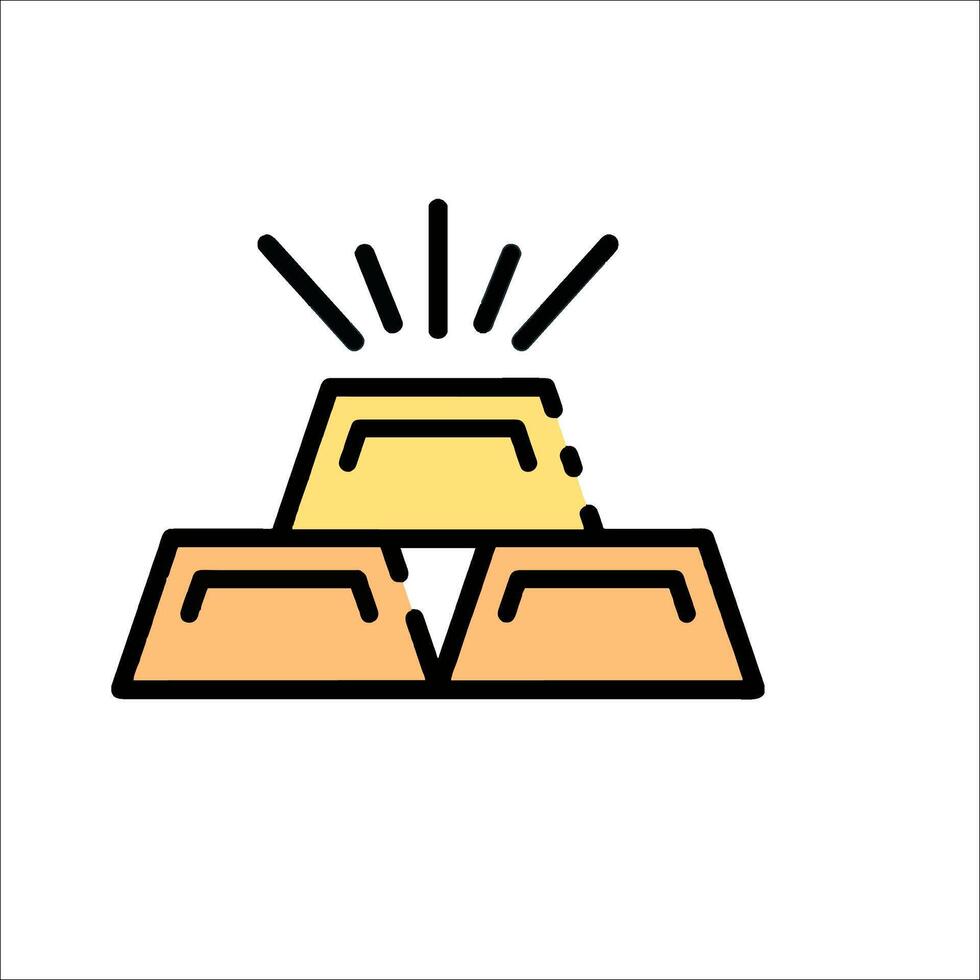 Gold bar icon, gold mining, gold mining line icon, gold mining illustration vector