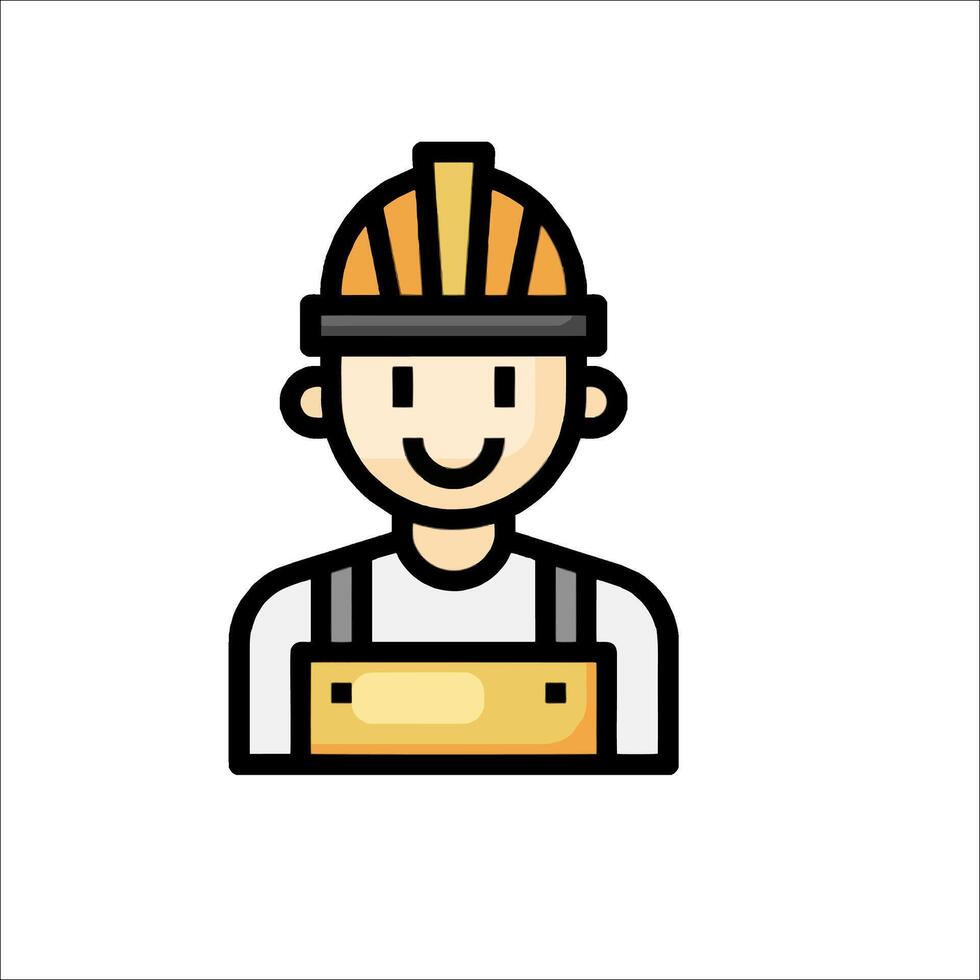 A man in a hard hat and overalls icon vector