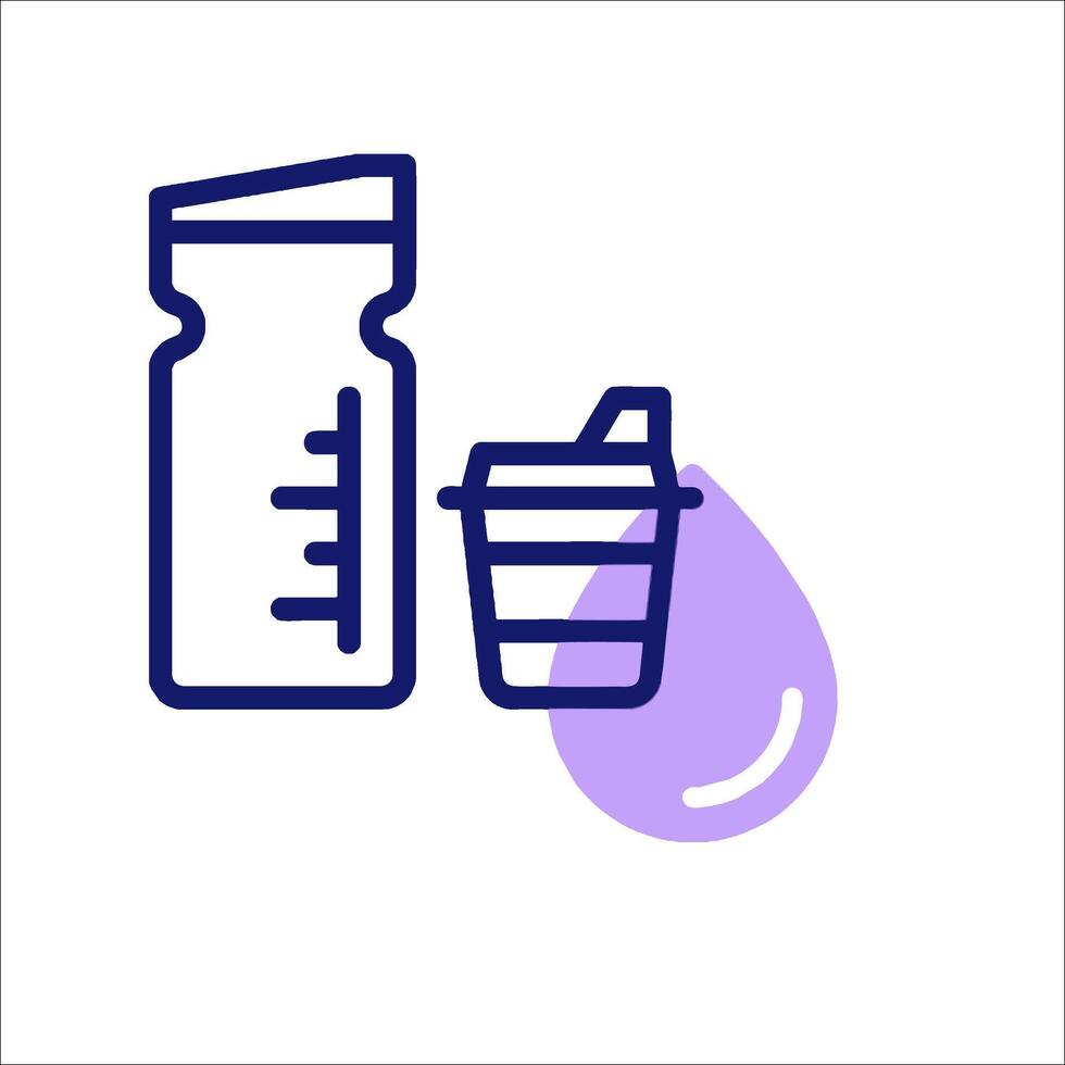 A bottle and a cup with a drop of liquid vector