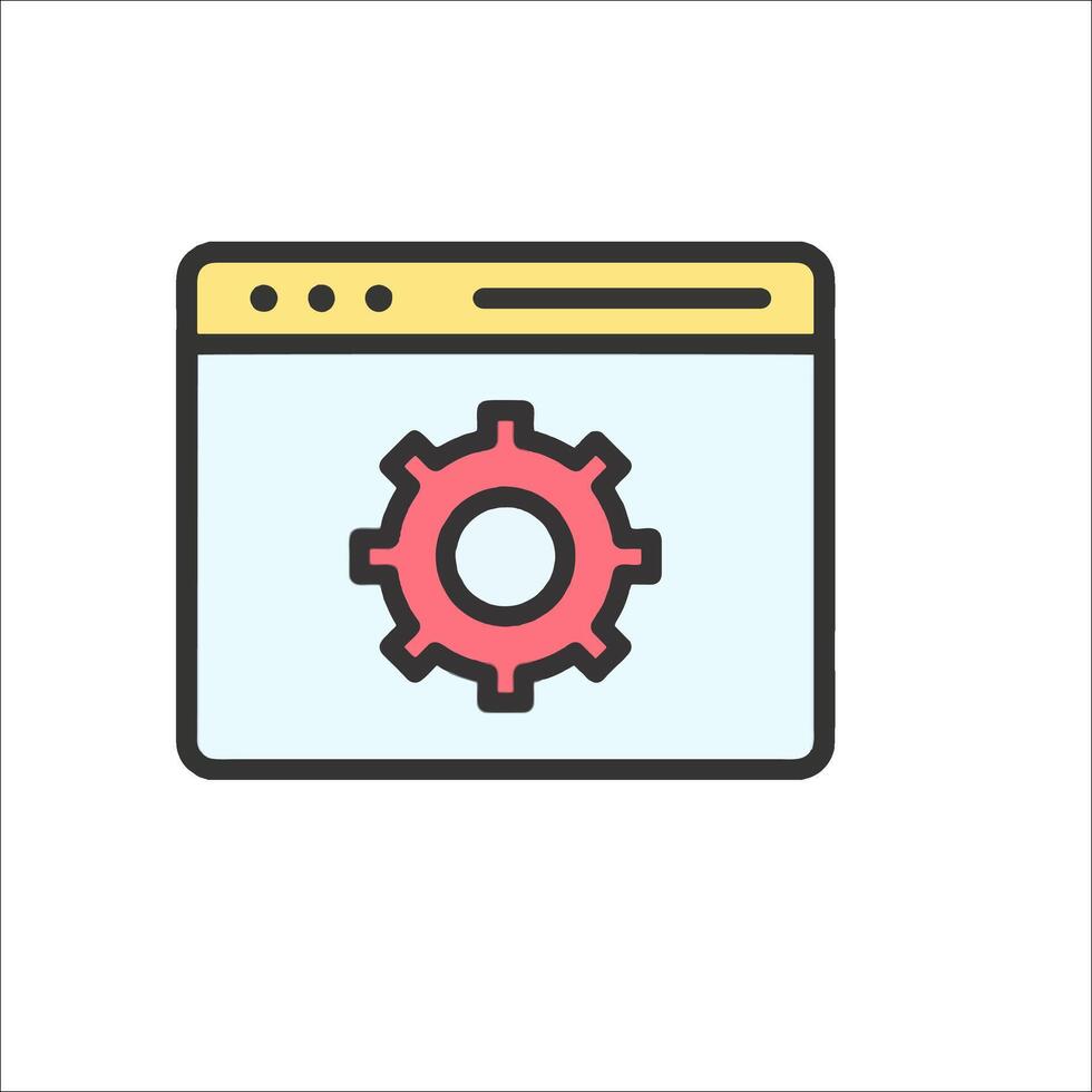A computer screen with a gear wheel on it vector