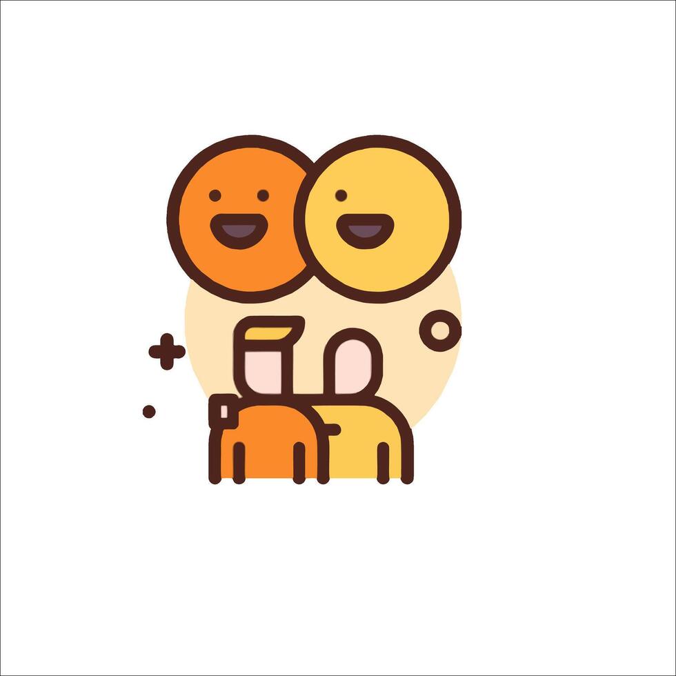 A cartoon of two people with a smiley face vector