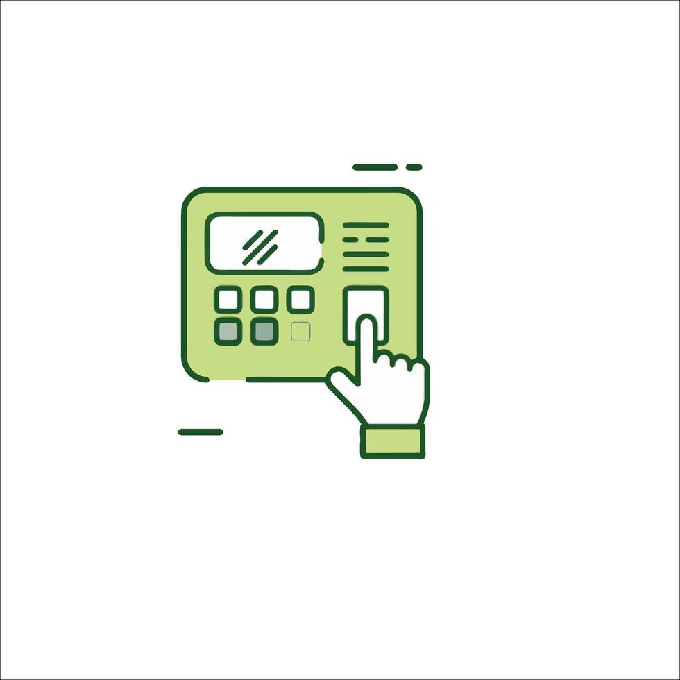 A hand pressing a button on a computer vector