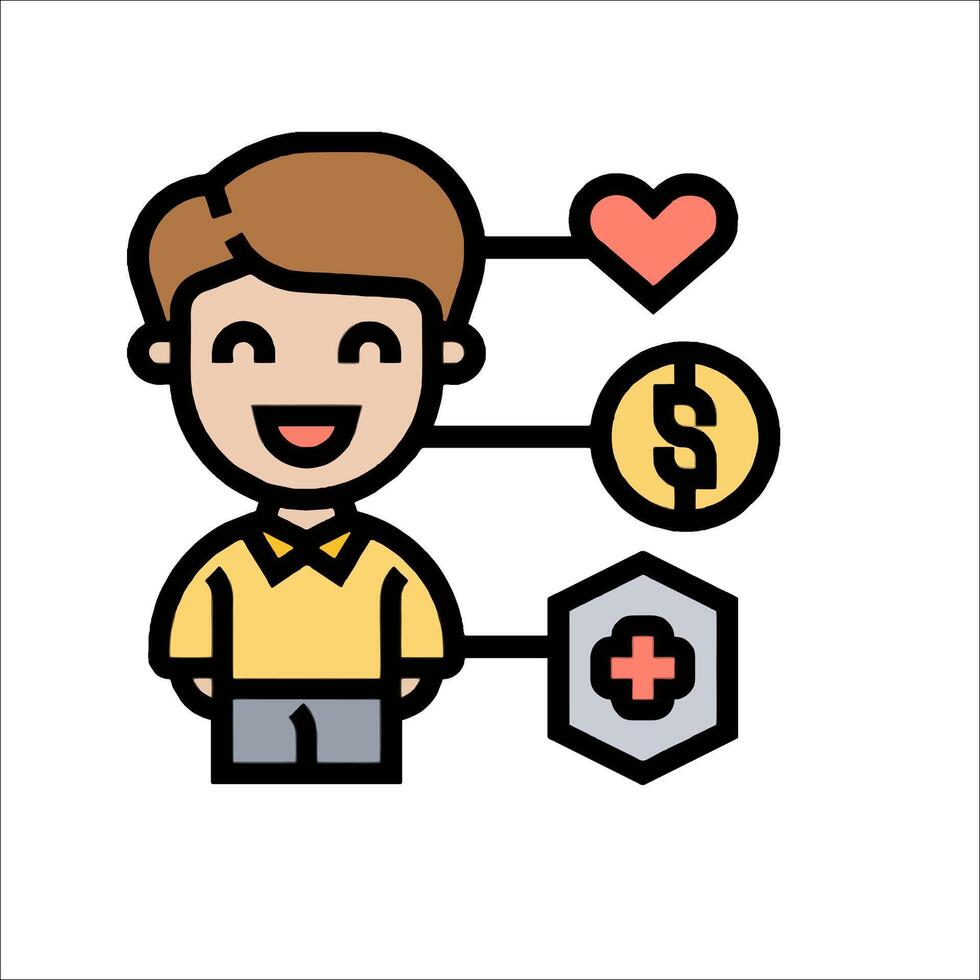 A man with a heart and money icons vector