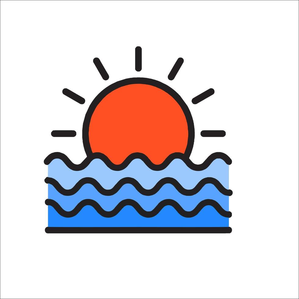 The sun is rising over the ocean and waves vector