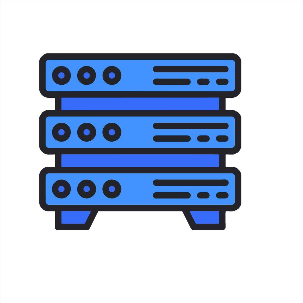 A server rack with three blue and black servers vector