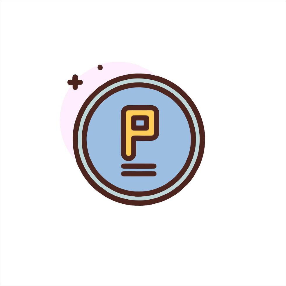 A flat icon of a letter p vector