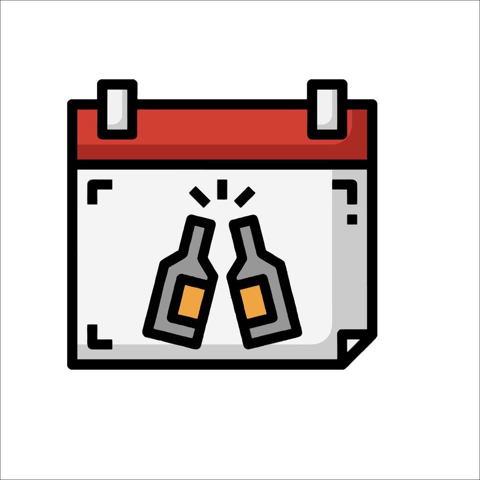 A calendar with two bottles of wine on it vector