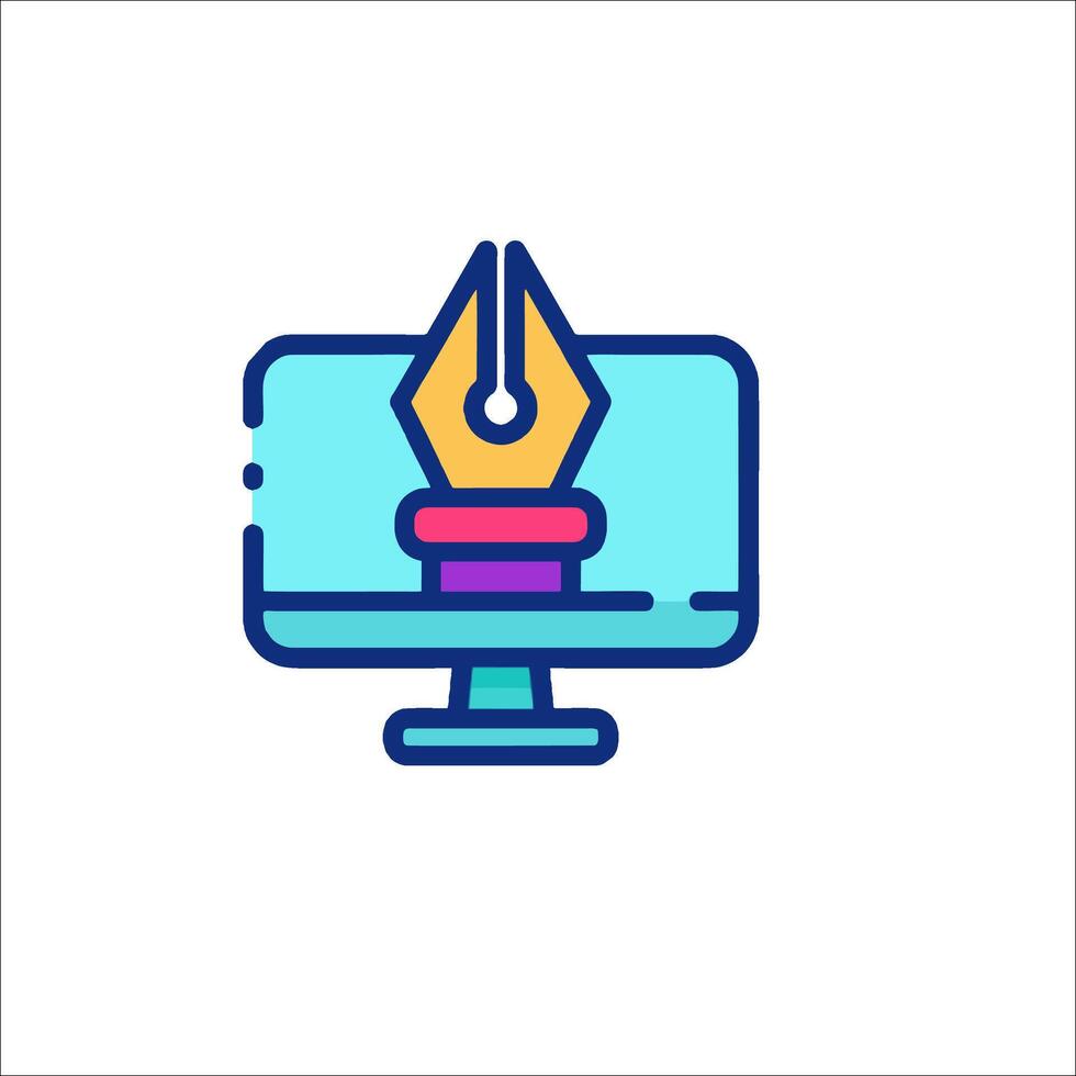 A computer monitor with a pen on it vector