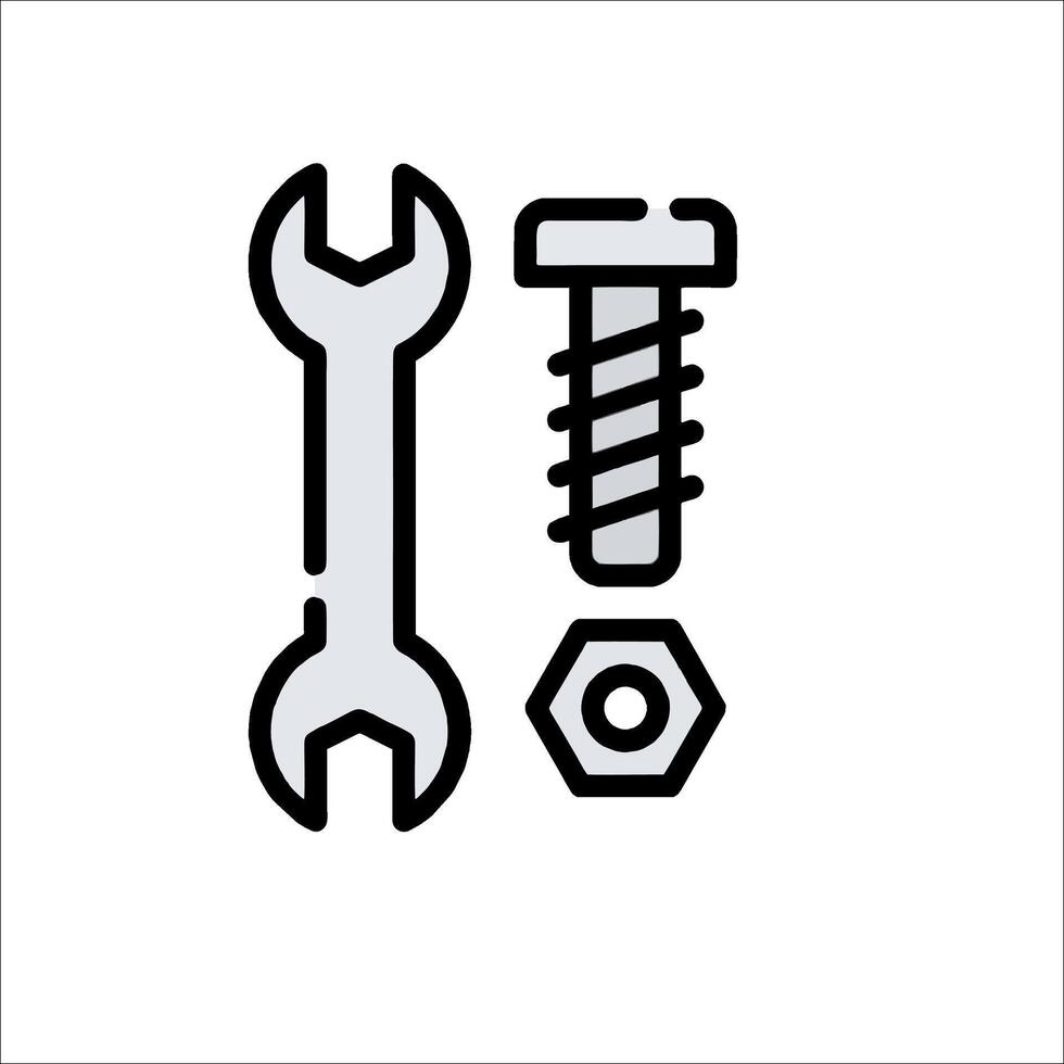 A wrench and nut icon on a white background vector