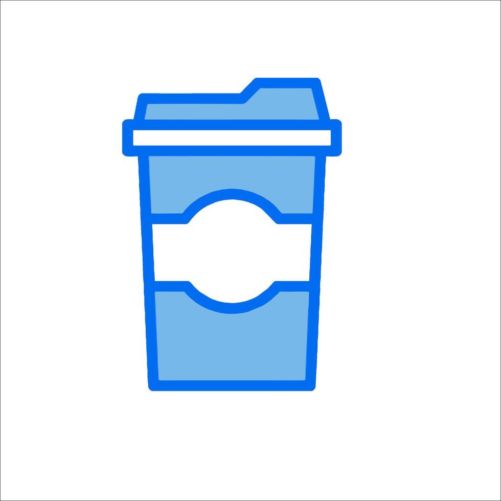 A blue and white coffee cup icon vector