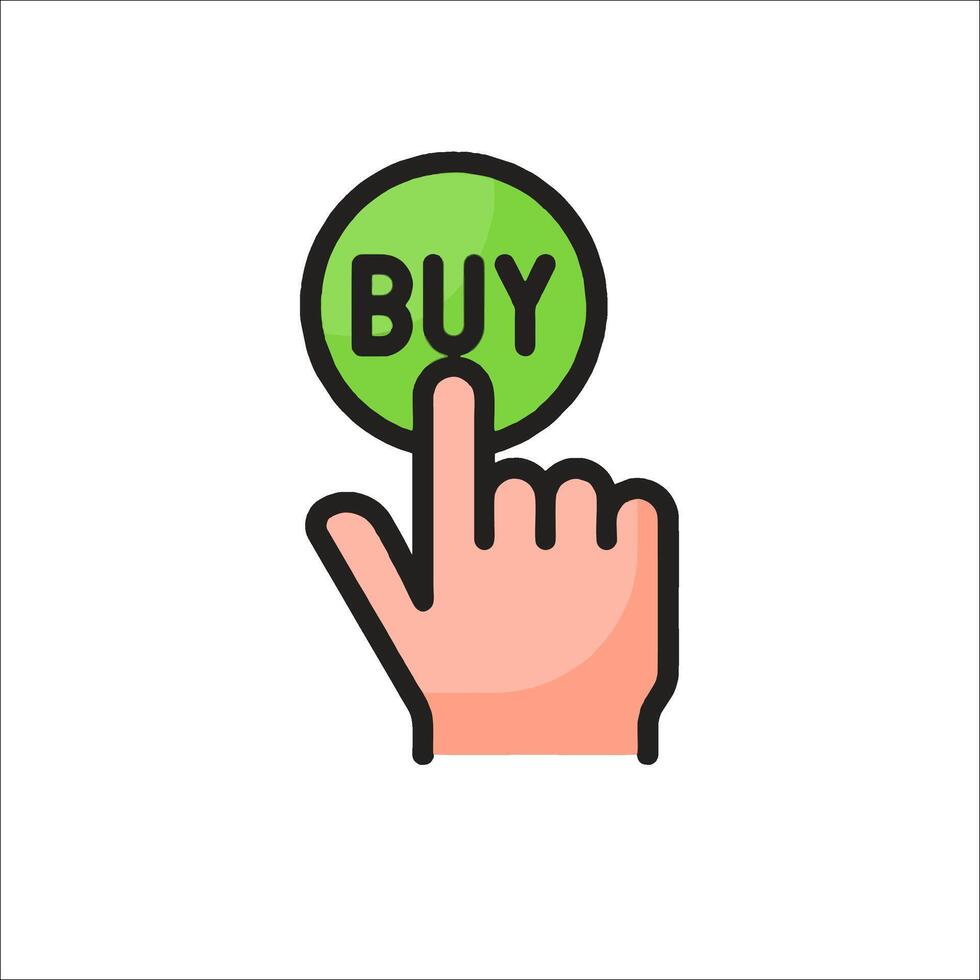 Buy button icon with finger pointing to buy button vector