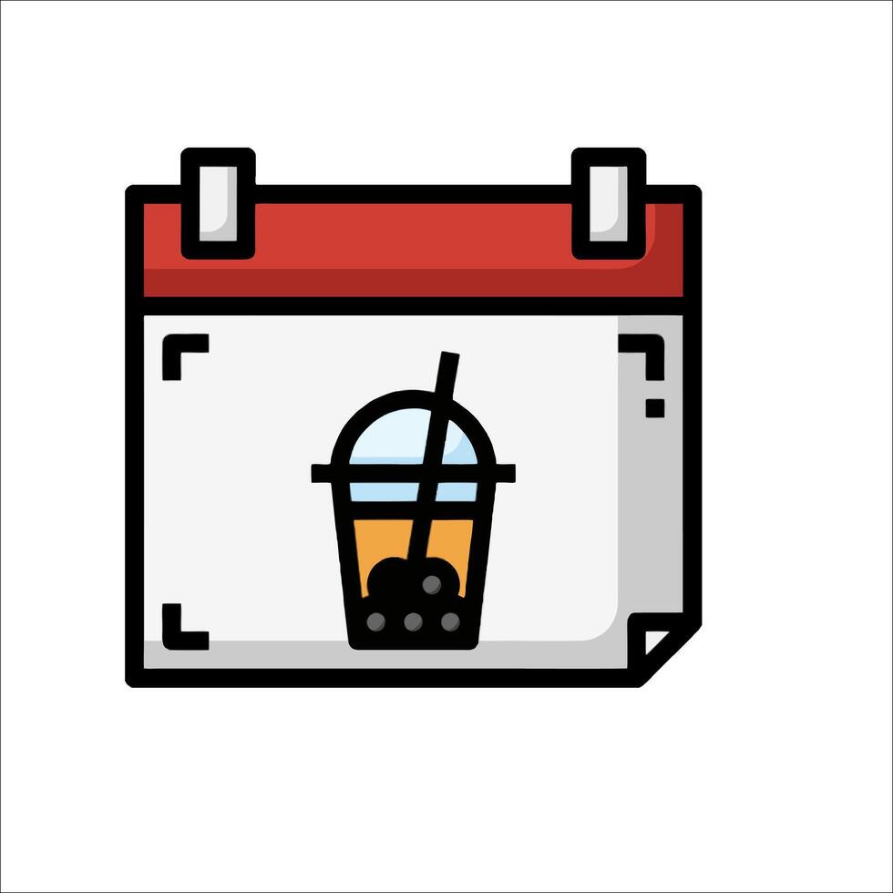 A calendar with a drink and straw in it vector