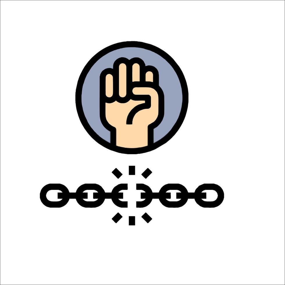 A hand holding a chain and a fist vector