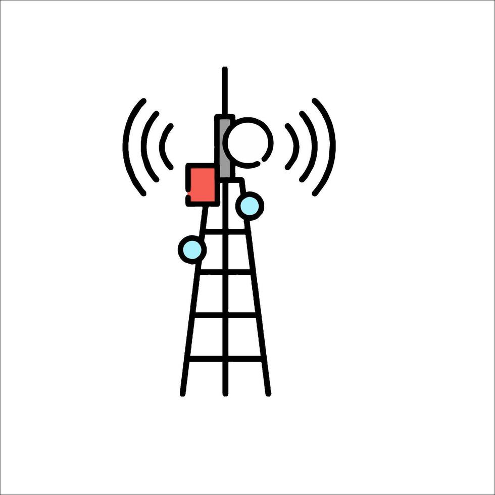 A cell tower with a radio antenna and a radio vector