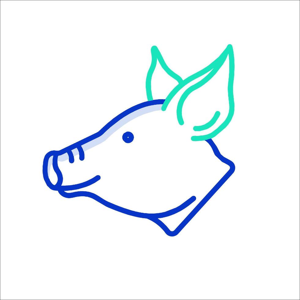 A pig head with a blue line drawing vector
