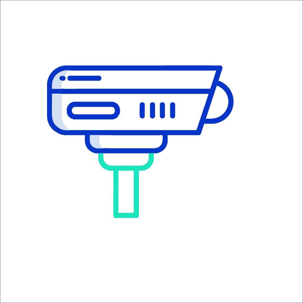 A blue and green icon of a camera vector